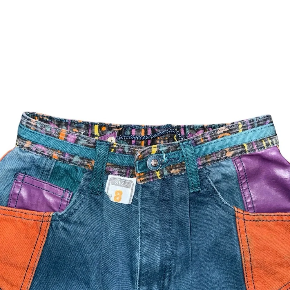 VTG 80 90s Major Damage Patchwork Denim Shorts Sz 22 Rare Y2K Hip Hop Streetwear